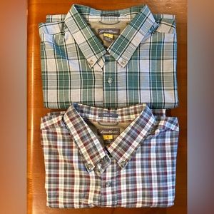 Lot of 2 Eddie Bauer Classic Fit Shirts Mens Size LT Plaid Long Sleeve Button Up
